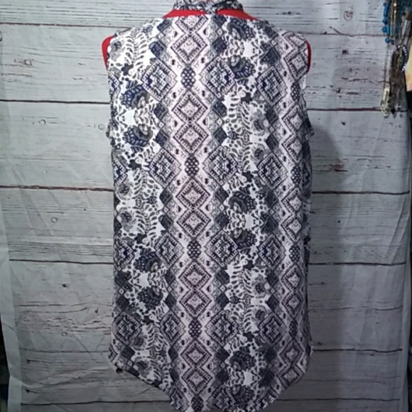 Sami & Jo Geometric Neck Tie Blouse Sz L - Picture 6 of 8